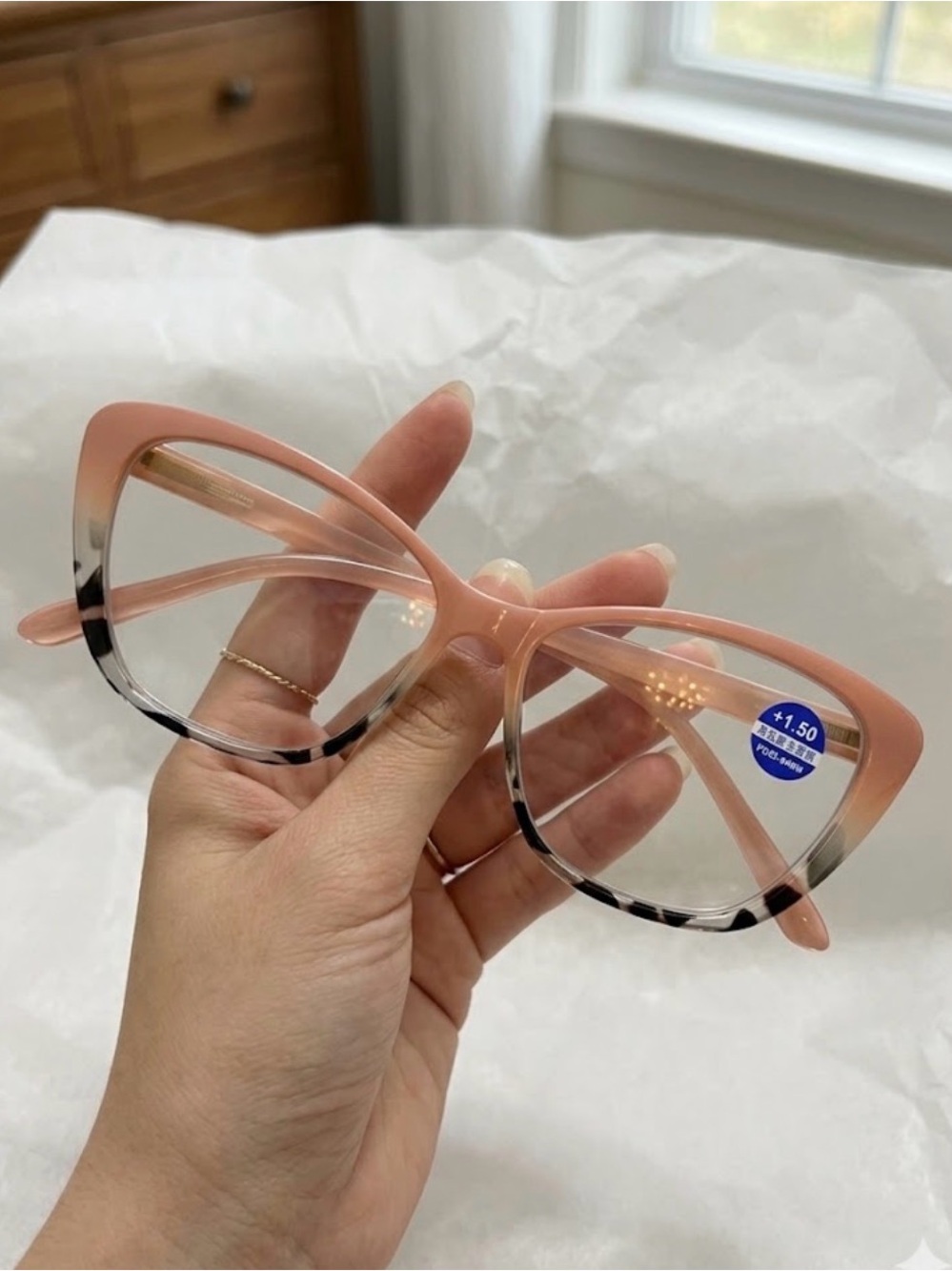 Reading Glasses Set of 2 (+1.50): Cat-Eye & Geometric in Pink & Nude Tortoise